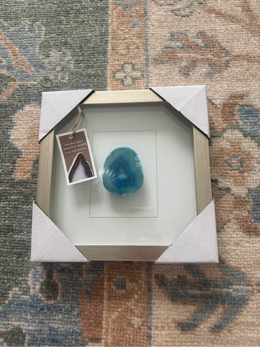Framed Blue Agate Shadow Box Wall Art